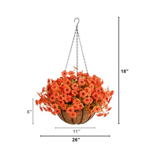 26" UV Resistant Autumn Artificial Daisy Fall Plant & Hanging Basket DIY Kit
